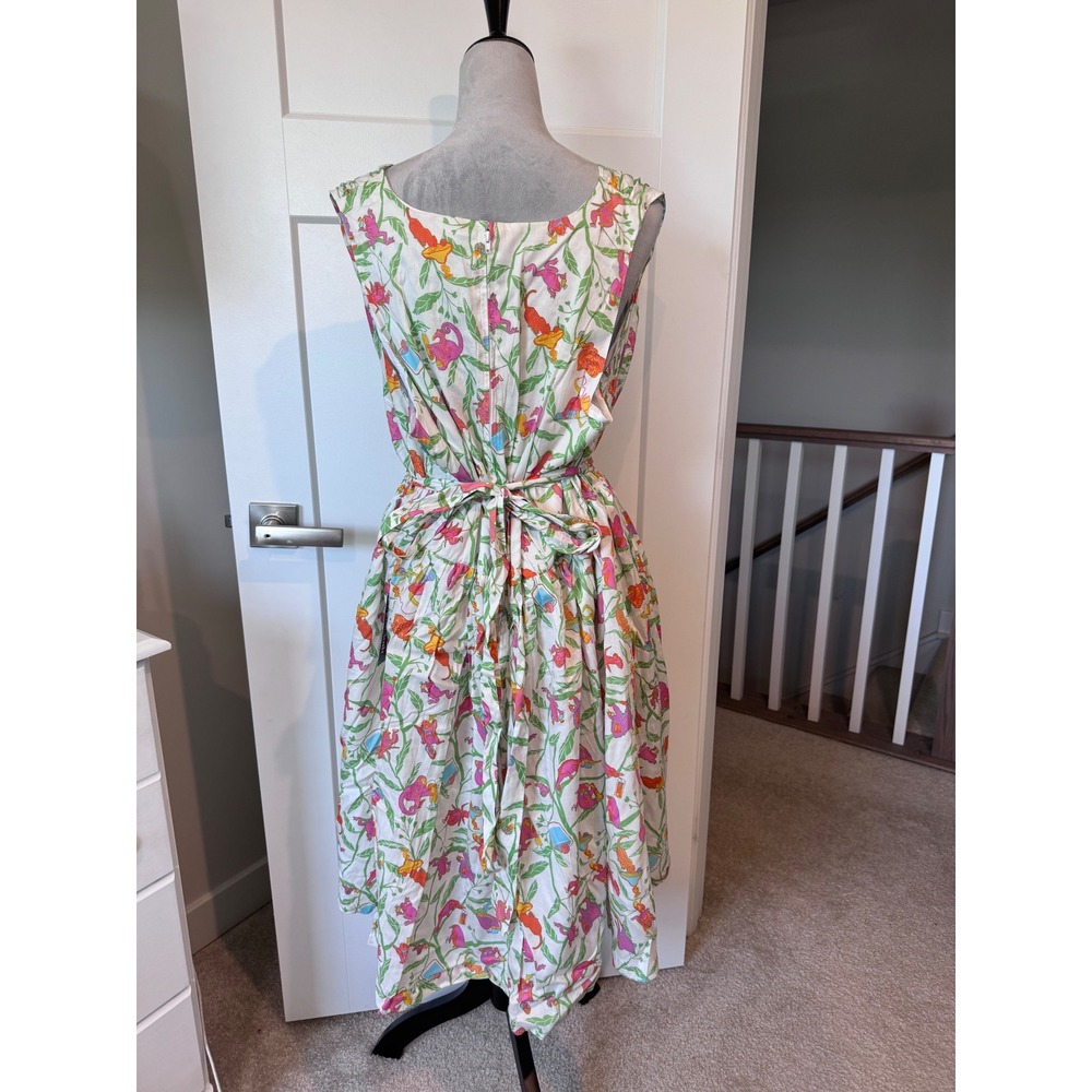ModCloth Womens 2X Novelty Lobster Monkey Print Cotton Fit Flare Midi Dress NEW - Picture 4 of 8